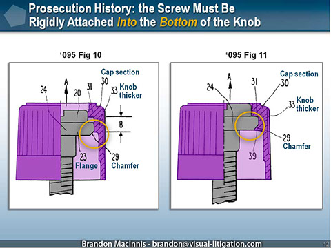 Patent Litigation PowerPoint Graphic - Colorized patent figure drawings.